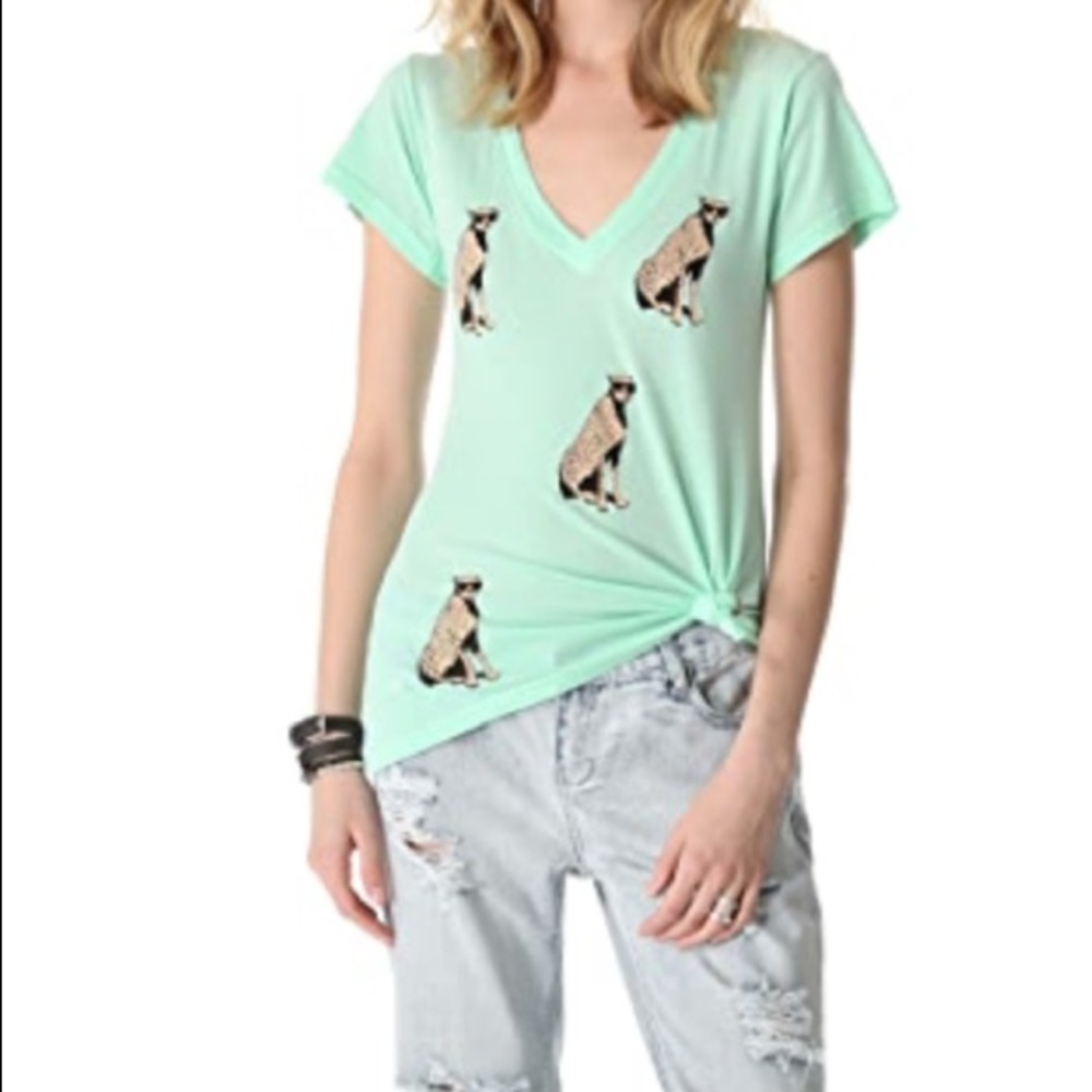 Wildfox Leopard Lover V Neck Tee